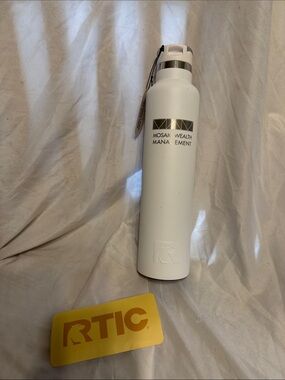 NEW RTIC 26oz Journey White Stainless Water Bottle - Mosaic Wealth Mgmt Logo